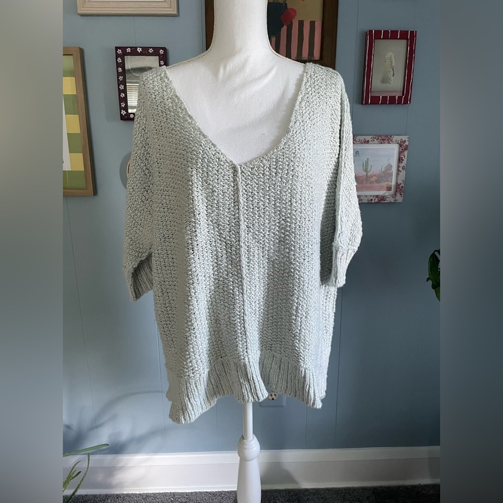 Free People Light Gray Knit Sweater